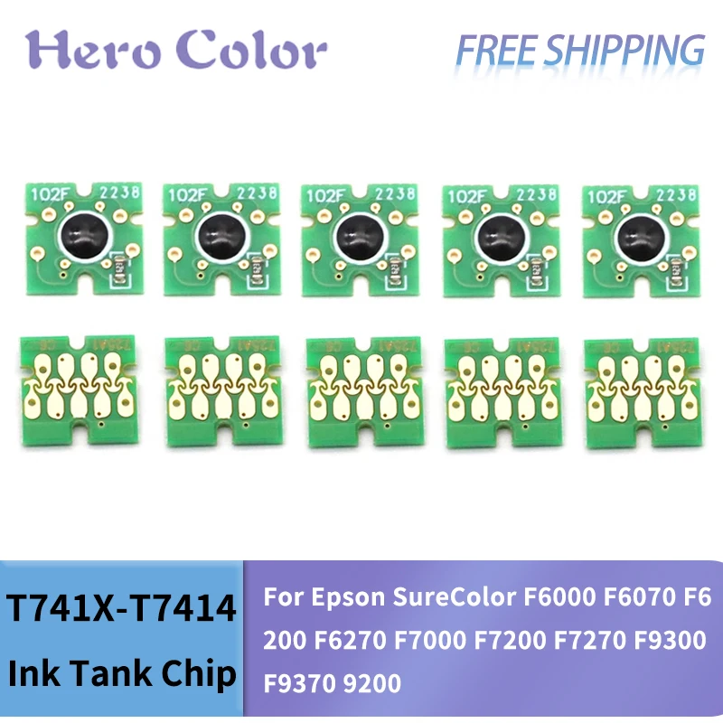 

10 шт., чернильный чип для бака Epson SureColor F6000 F6070 F6200 F6270 F7000 F7200 F7270 F9300 F9370 9200