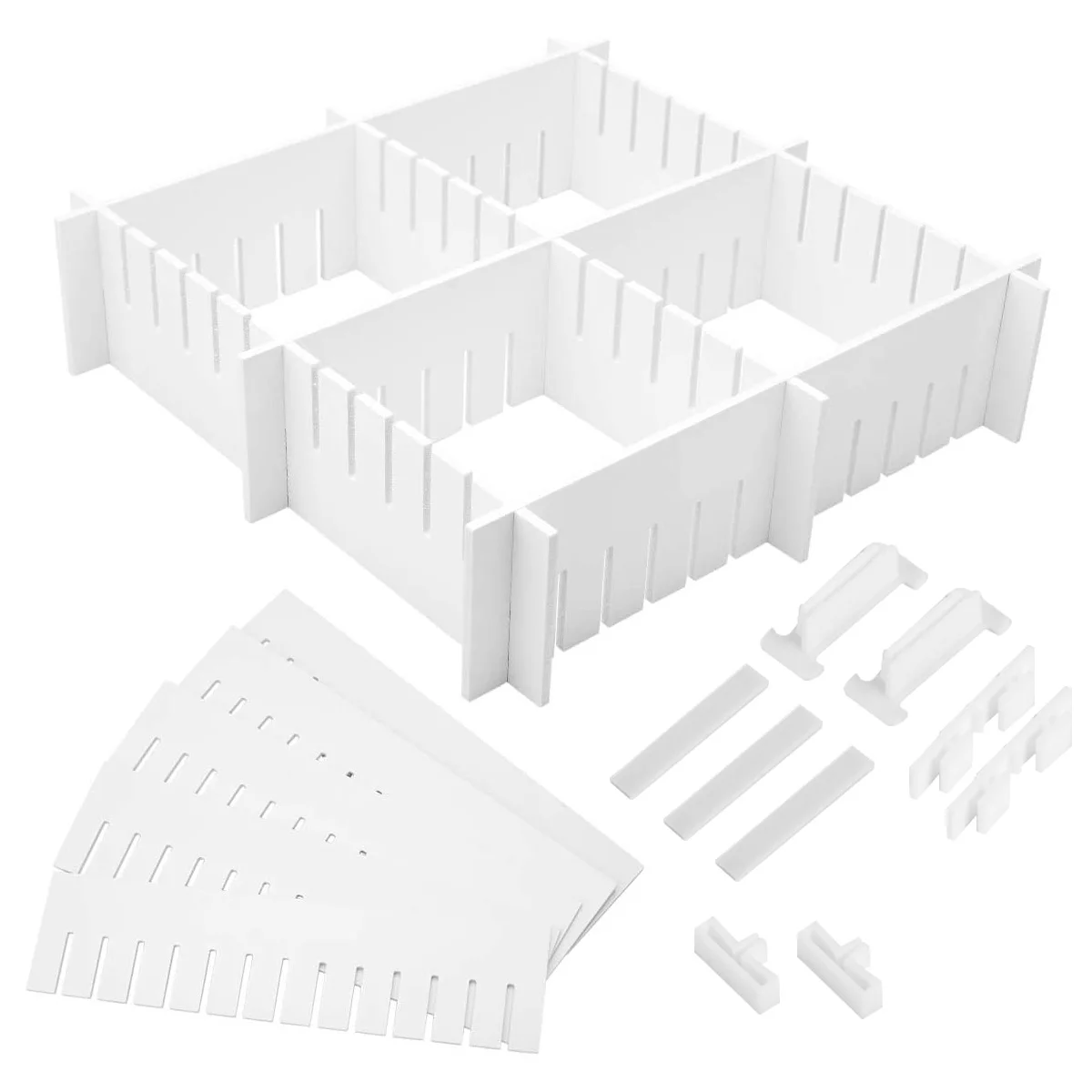 34 pcs Plastic Drawer Divider Set Smooth Rounded Corners Free Combination Adjustable Pp Organizer Home Drawer Partition