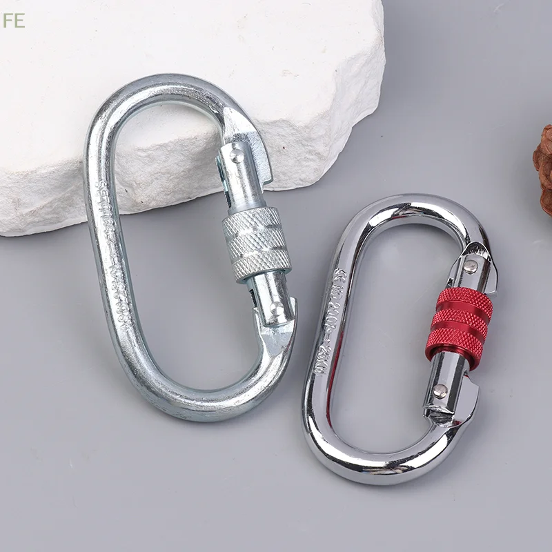 [F] 25KN High Strength Climbing Safety Lock Buckle O-shaped Electrophoresis Professional Carabiner Rappelling Climbing Supplies