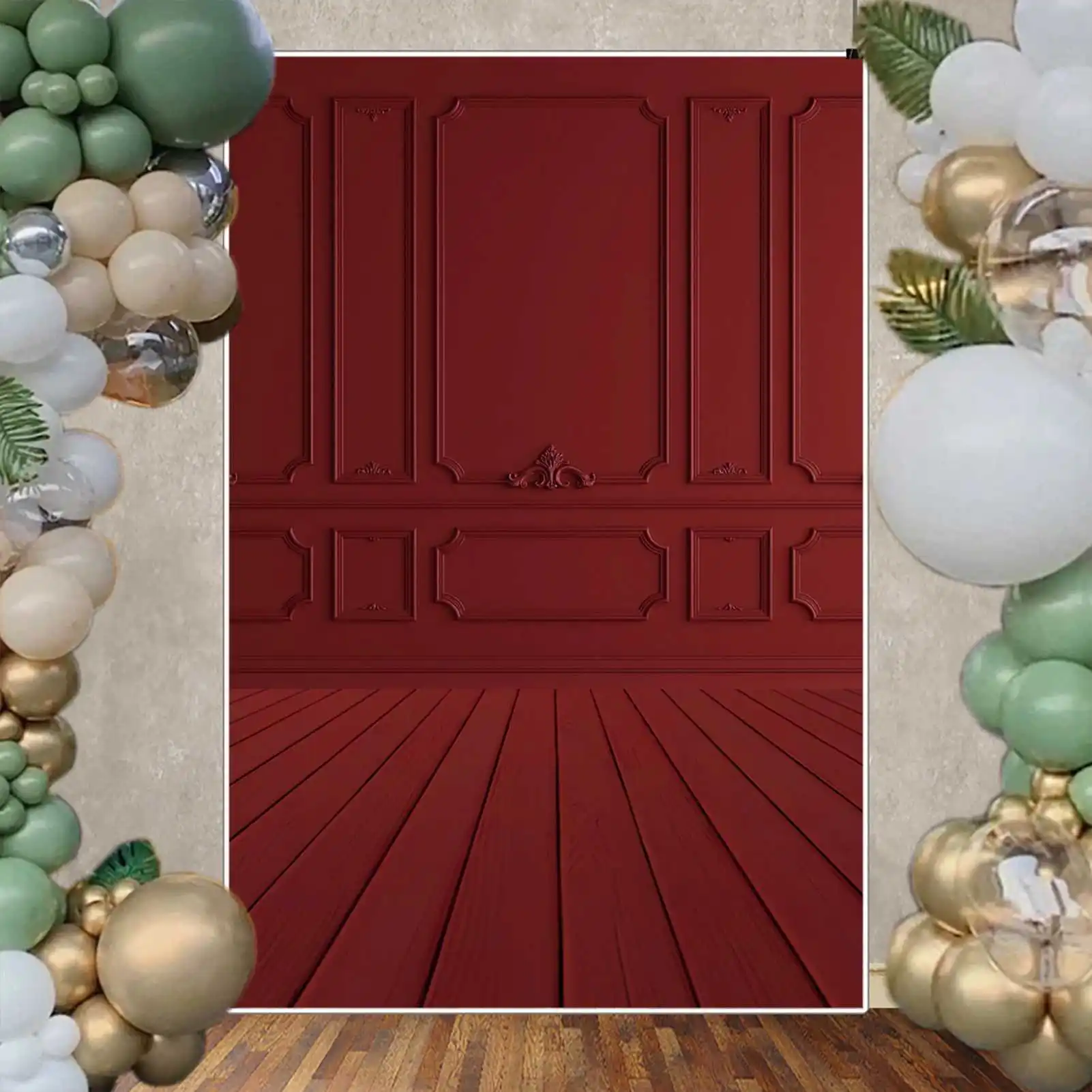 Red Photography Backdrop New Year Christmas Birthday Party Decoration Background Vintage Western Living Room Photo Wall Supplier