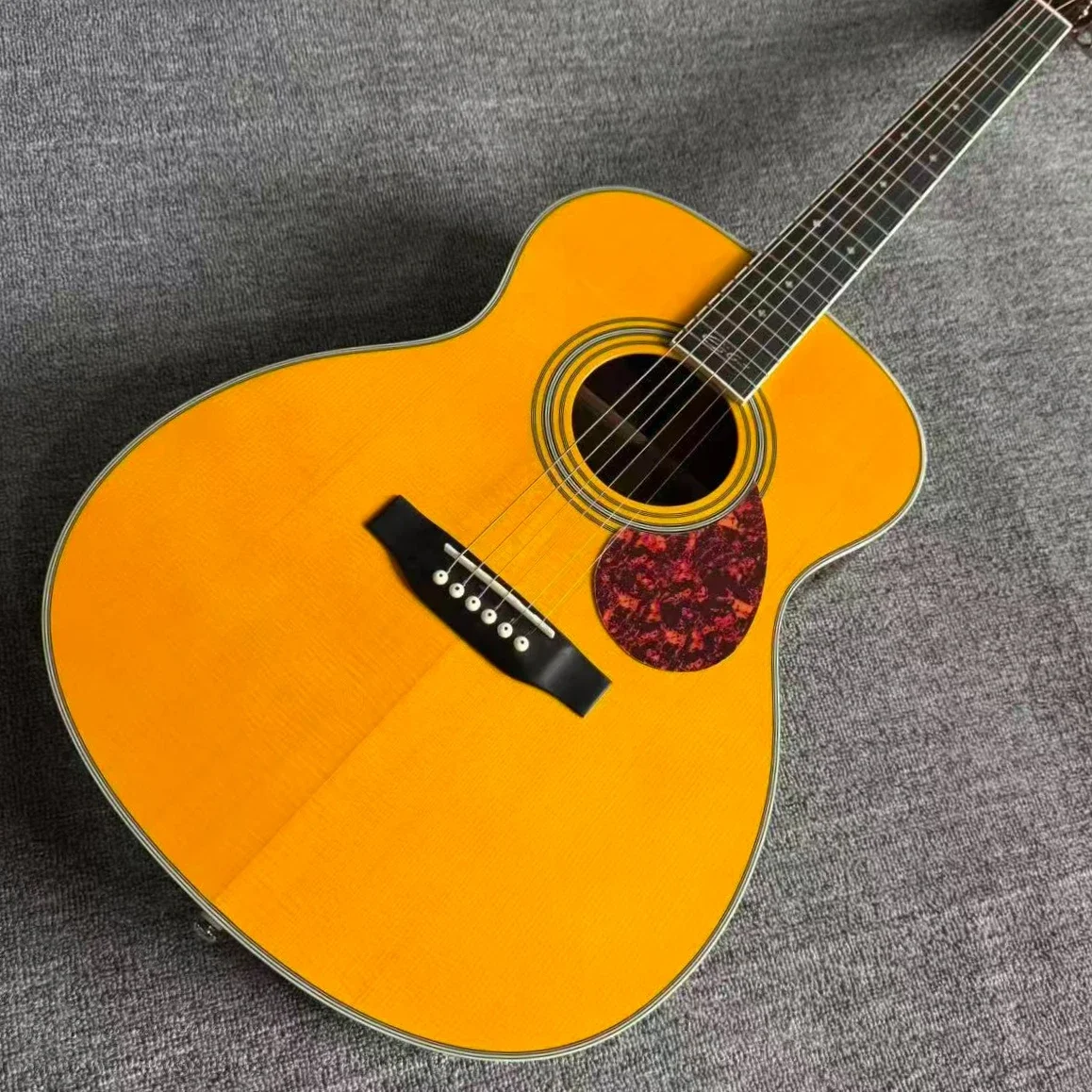 OM28 Solid Acoustic Guitar Solid Spruce Top Rosewood Back Sides Vintage Yellow Gloss Folk Guitar Advanced Fingerstyle Singing