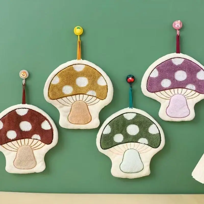 Asciugamani a mano morbido pile corallo a forma funghi asciugamano a mano altamente assorbente per casa e
