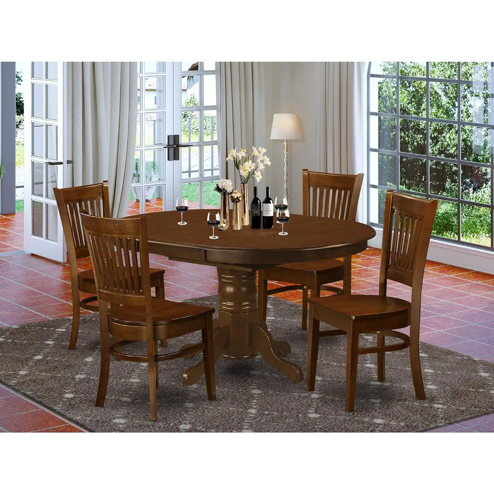 KEVA5-ESP-W 5 Piece Kitchen Table Set for 4 Includes an Oval Dining Table with Butterfly Leaf and 4 Dining Room Chairs