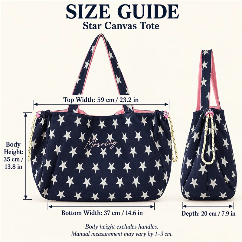 Korean double-sided star-backed canvas bag women's new large-capacity shoulder tote bag casual commuting slack bag 6