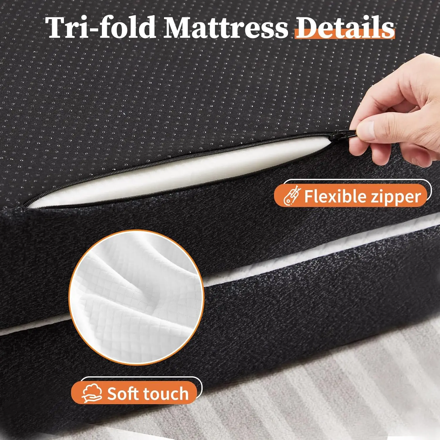 Sweetcrispy Tri-Fold Memory Foam Mattress - 4 Inch Full Size Portable Bed Pad, Foldable Floor Mat, Collapsible And Washable