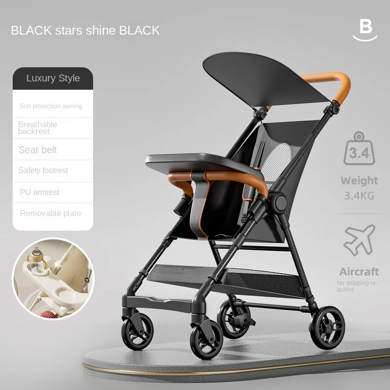 Folding Light Carts Baby Strollers, Sunshade Travel Strollers Pocket Car,Can Board An Airplane Aluminum Alloy Strollers for Baby