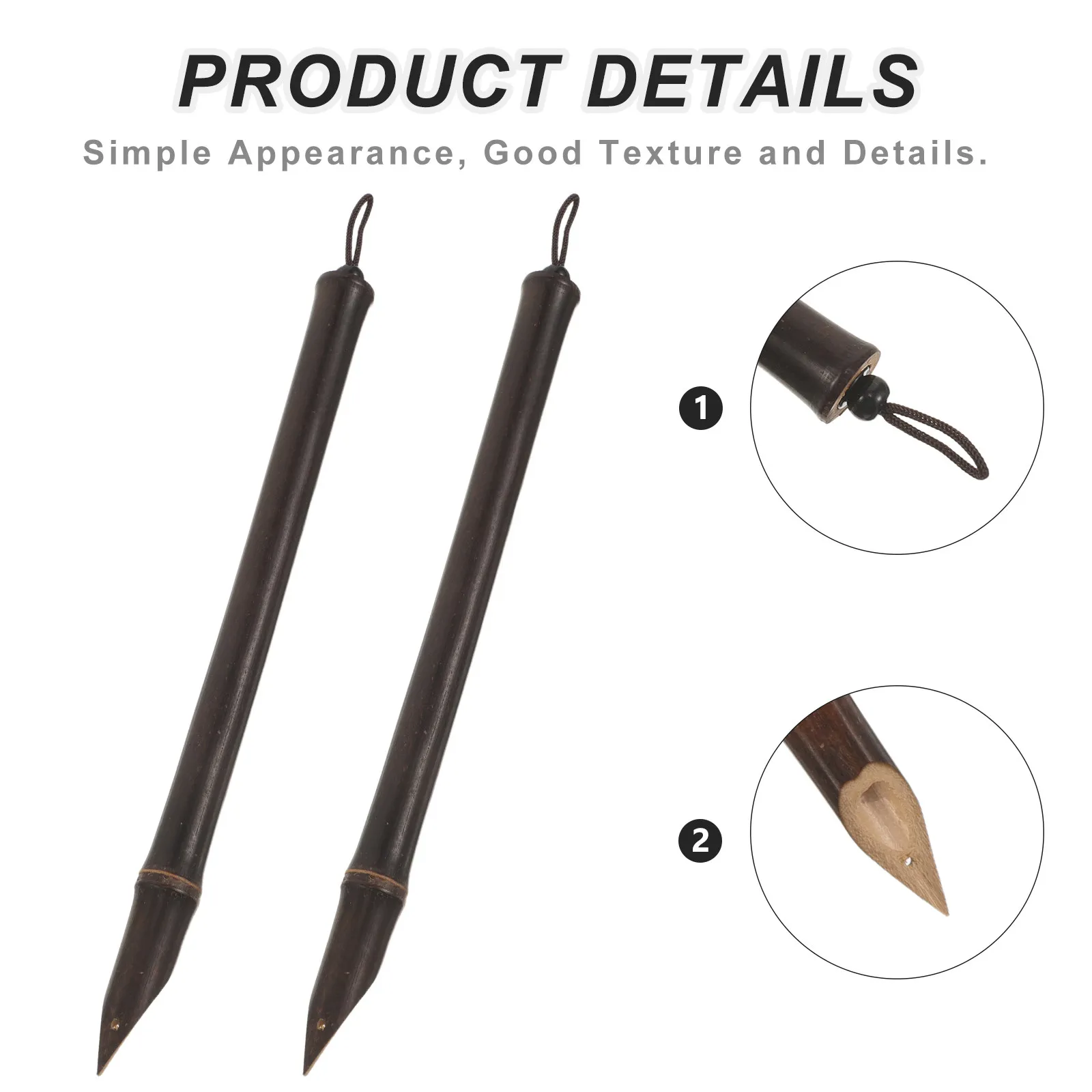 2Pcs Bamboo Dip Pens Handmade Calligraphy Pen Traditional Broad Nib Smooth Ink Flow Writing Drawing Tools for Beginners Artists view 3