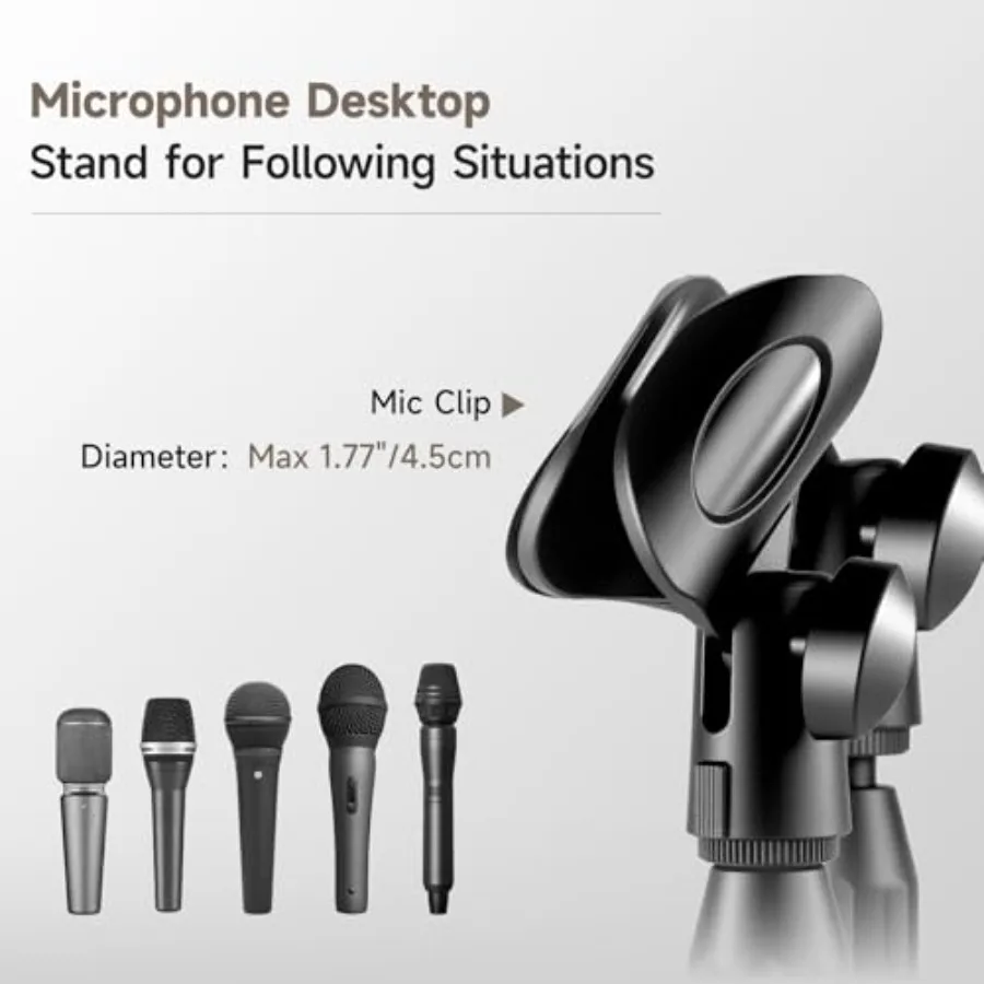 Desktop Microphone Stand Height and Angels Adjustable for Diameter Max 1.77 Desk Mic Stand Holder Table Microphone Holder Hold