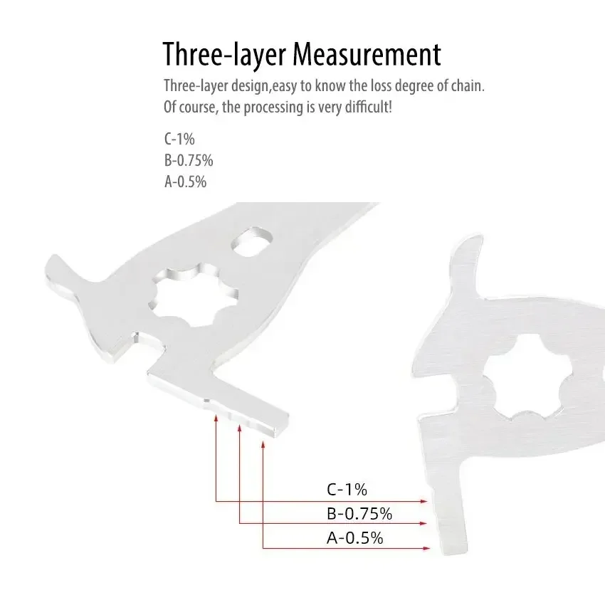 TOOPRE Bike Chain Tool Measure Ruler Multi-function Wear Measurement Screw Diameter Checker Tool Chain Hook Valve Core Removal