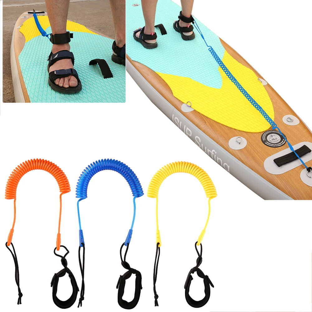 Coiled Leash Leg Rope Kit 10 Feet Surfing Board Stand Up Paddle Board Surfboard Portable Safety Watering Elements