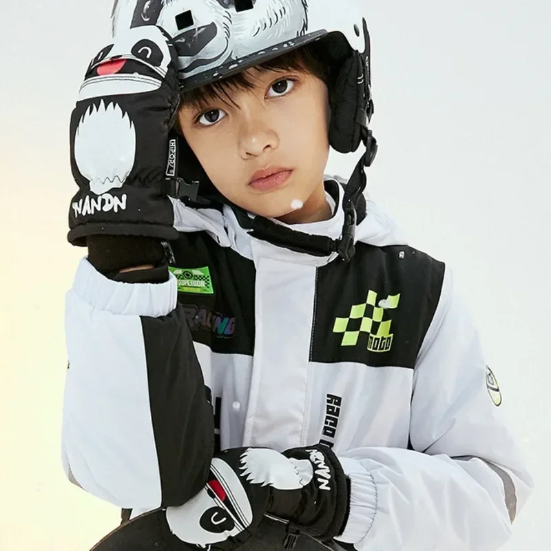 Children's Cartoon Skiing Gloves, Waterproof and Wear-Resistant, Thickened and Warm, Two-Finger Gloves for Kids, NS5040