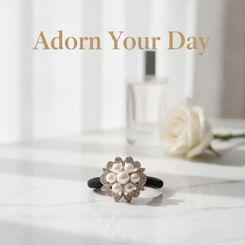 10Pcs Ladies Elastic Rhinestone Hair Ties Soft Jersey Fabric Embellished Hair Accessories for Night Out Dating Wear〔88〕
