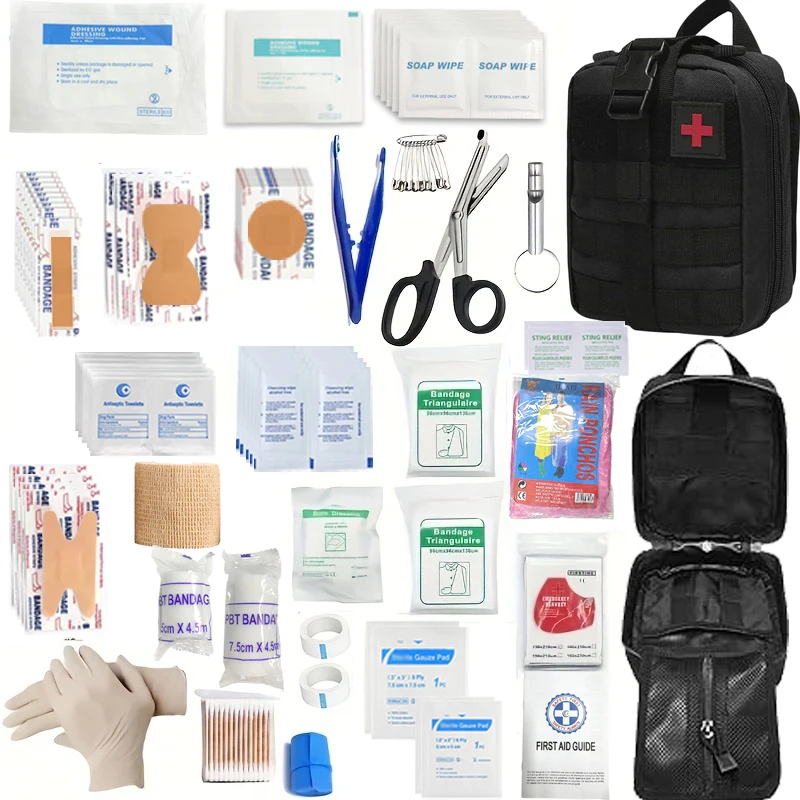 205 pcs Outdoor General Purpose First Aid Kit, Multifunctional First Aid Kit for Home, Outdoor Activities, Traveling and Camping