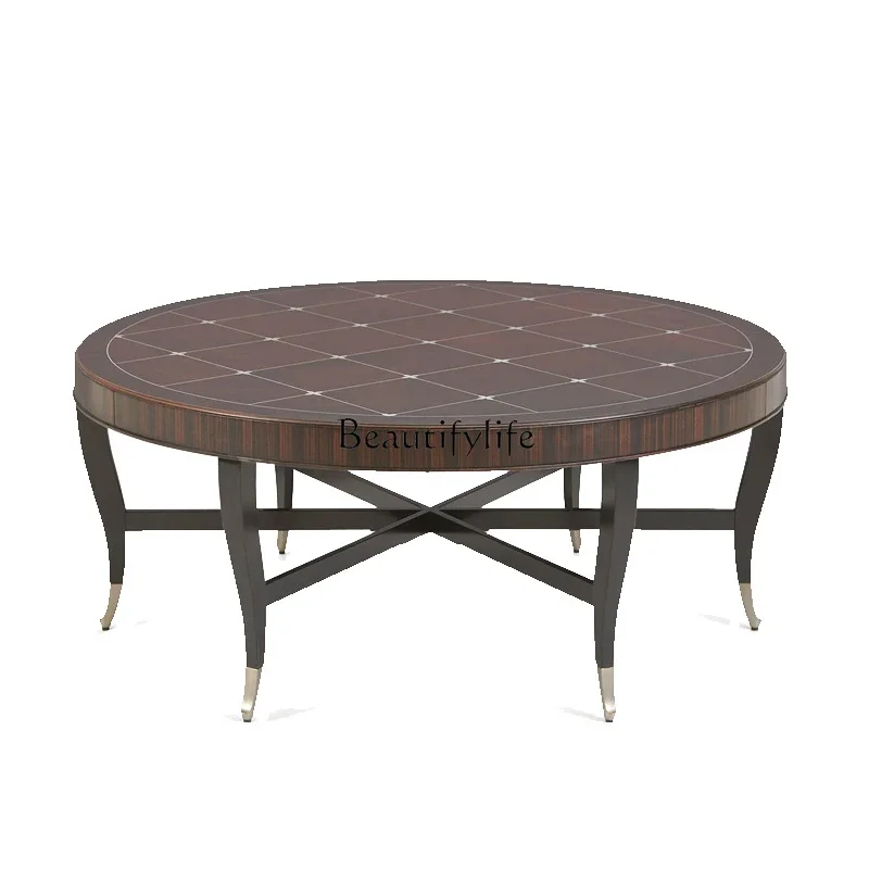 

FG40Modern American Light Luxury round Coffee Table Villa Living Room High-End and Fashionable Nordic Painted Coffee Table