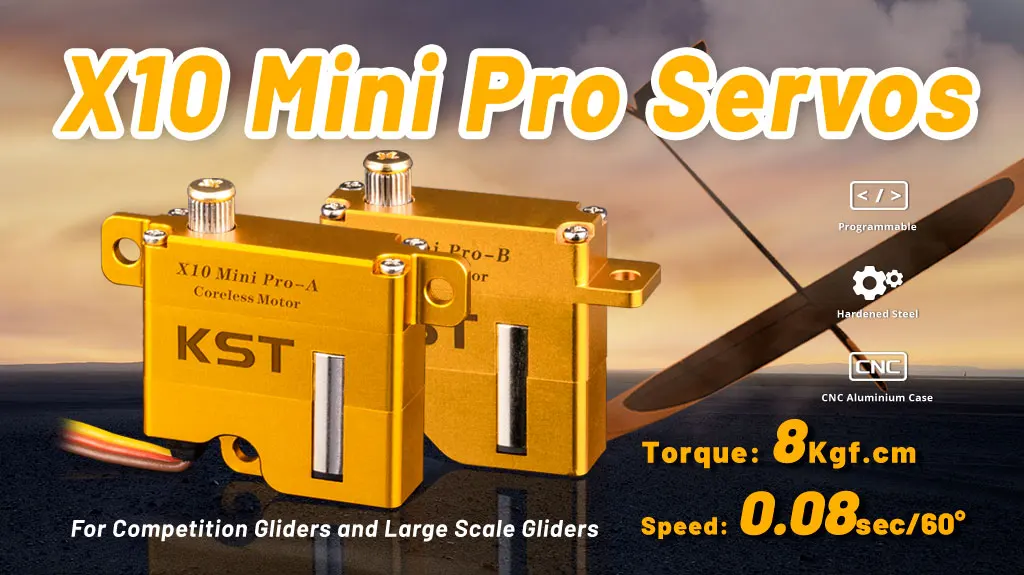 KST X10 Mini Pro 8.0Kgf.cm 0.08sek Digitaler Metallgetriebe-Servo für Wettkampfgleiter und Großmodellgleiter – Detail 1