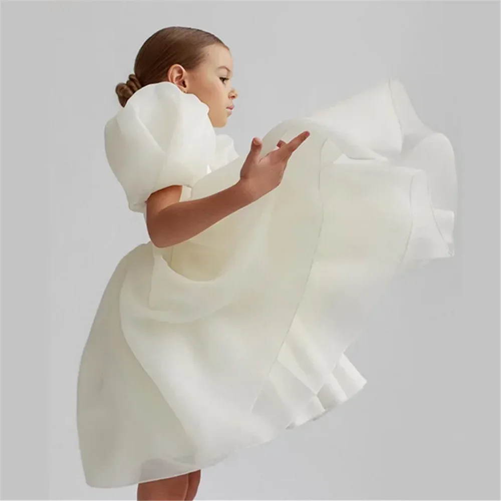 أزياء فتاة الأميرة خمر اللباس تول الطفل فيستدو منتفخ كم الوردي حفل زفاف عيد ميلاد توتو اللباس ملابس الطفل