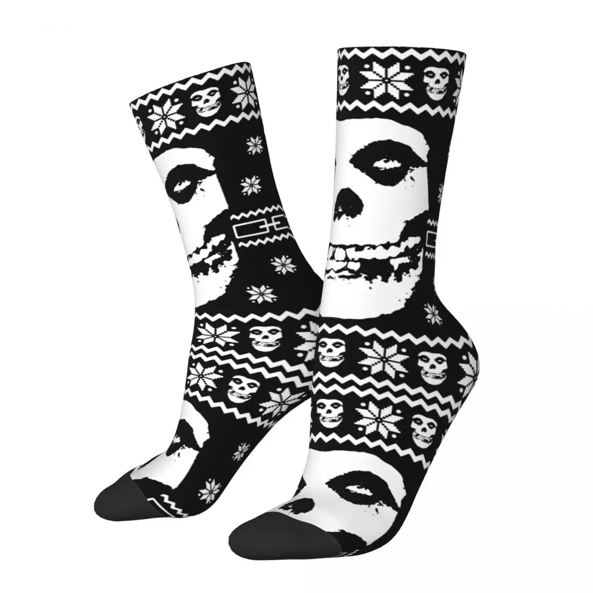 

Cool Unisex Misfits Christmas Crimson Ghost Crew Socks Punk Merch Cozy Socks Soft Best Gift Idea