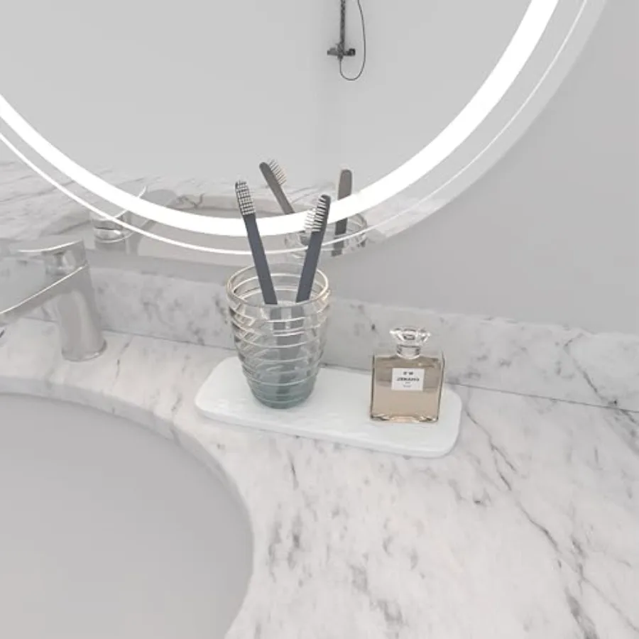 Premium Ceramic Bathroom Tray Sleek Non-Slip Organizer for Shower, Countertop, Vanity 10x4inch Easy-Clean, Corrosion-Resistant