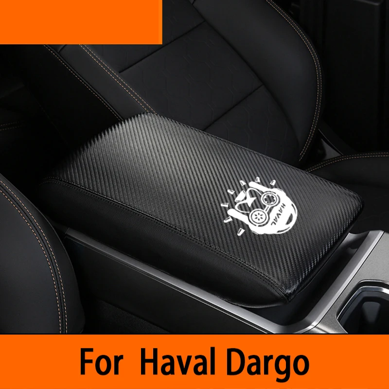 For Haval Dargo 2021-2024-Car Styling Interior Dog head pattern Armrest Anti-dirty Pad Cover Sticker PU Leather Cover Accessorie