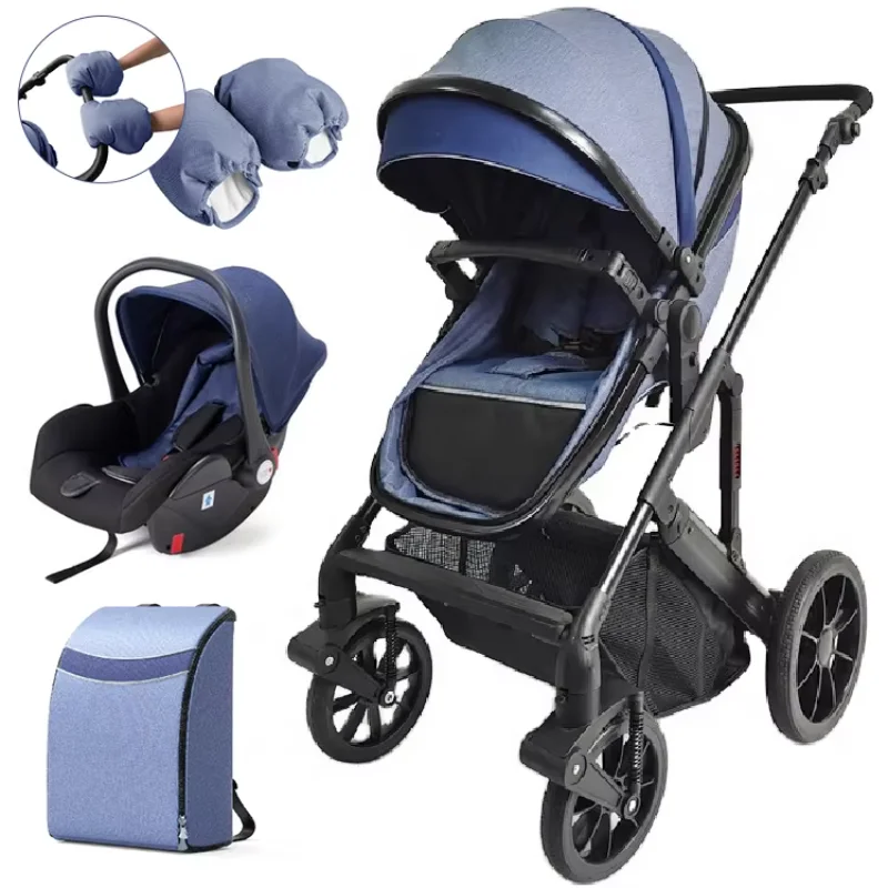 Passeggino di lusso 3 in 1 con seggiolino auto Carrozzina alta paesaggio per neonati Sistema da viaggio Carrello per bambini Walker Carrozza pieghevole