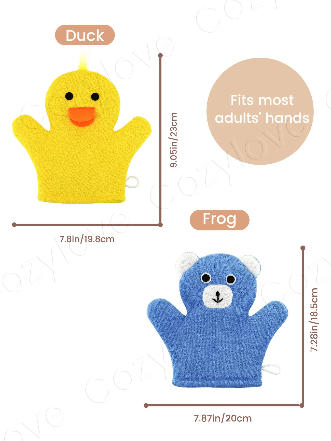 Cute Animal Kids Shower Loofah Glove | Soft Duck & Bear Bath Mitt for Toddler Bathing, Gentle Exfoliating Sponge