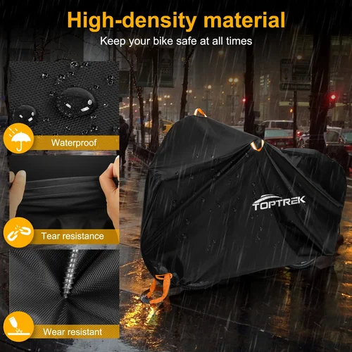 Imagen 2 del producto Toptrek-funda para bicicleta Oxford 210D, almacenamiento al aire libre, impermeable y Anti-UV, con membrana impermeable para dos bicicletas