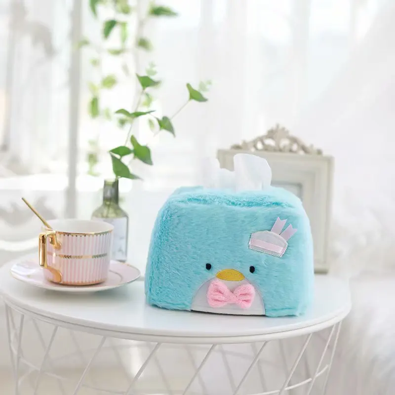 18Cm Kawaii Sanrio Cartoon HelloKitty Mymelody Cinnamoroll Soft Cute Creative Plush Tissue Cover Home Living Room Car Tissue Box