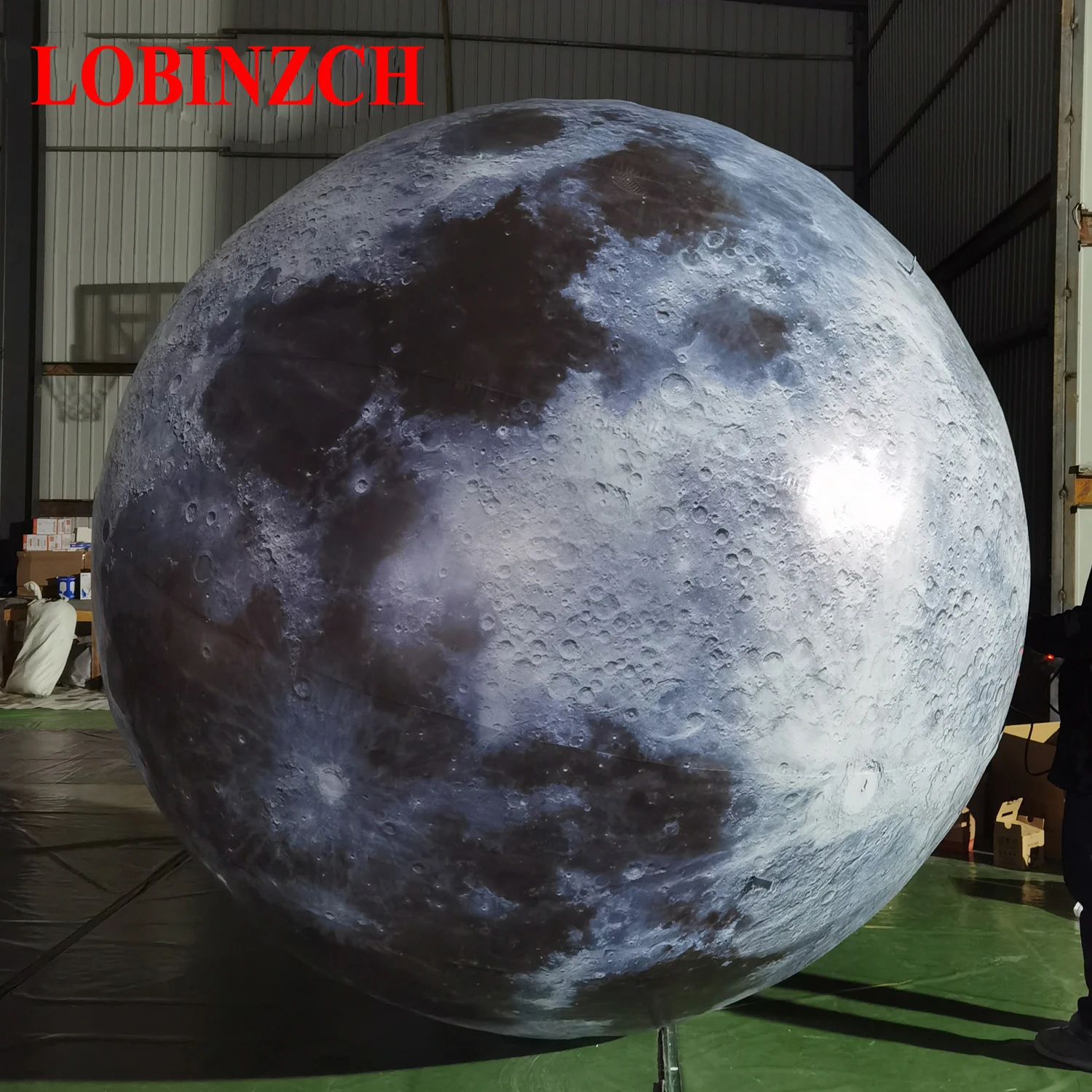 LOBINZCH Giant Inflatable Moon Ball With LED Lights PVC airtight Planet Balloon For Event Party Show Stage Decoration