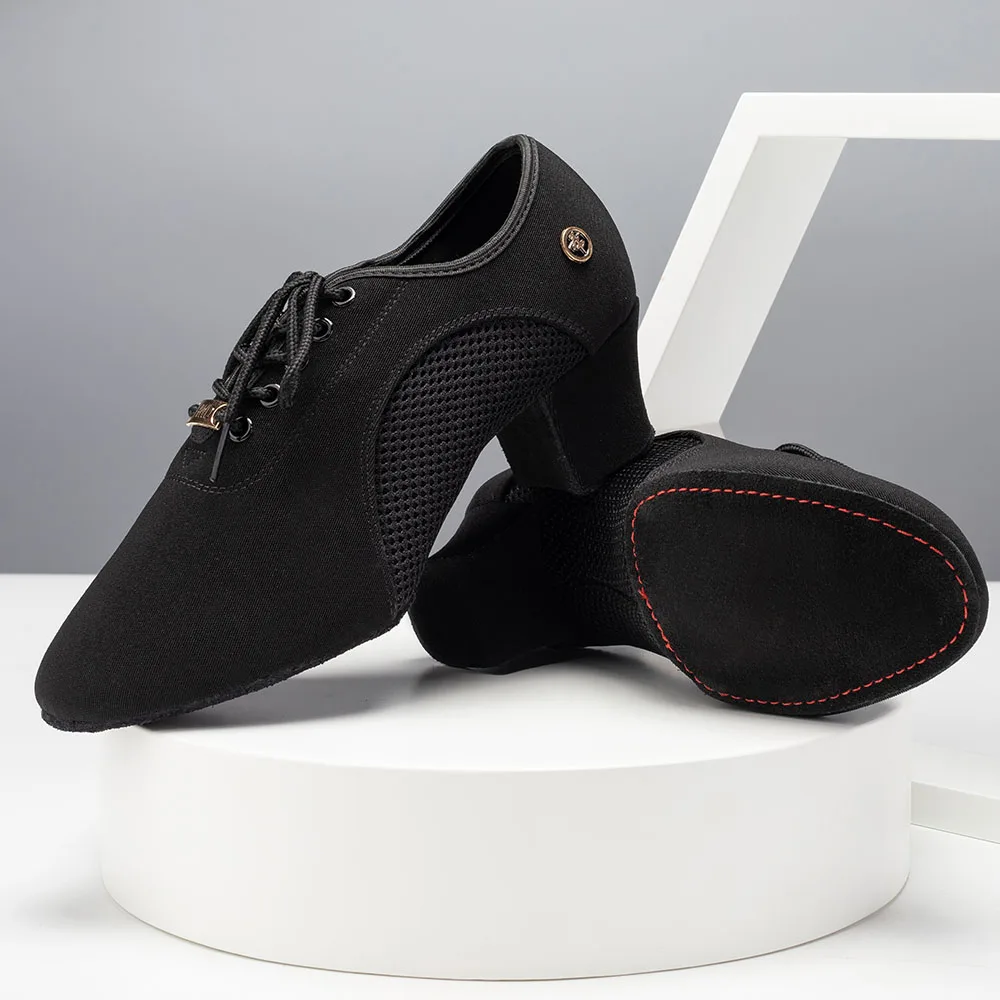 

Обувь для латинских танцев для взрослых/детей, танцевальные туфли на среднем каблуке с мягкой подошвой, танцевальные туфли из ткани Оксфорд с сетчатыми вставками, танцевальные туфли для джаза/современных танцев.