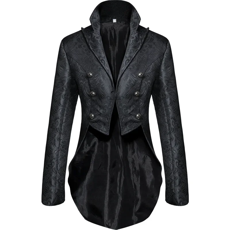 Victorian Edwardian Cosplay Costume New Men Steampunk black short tuxedo Coat Vintage Prince Medieval Renaissance Jacket