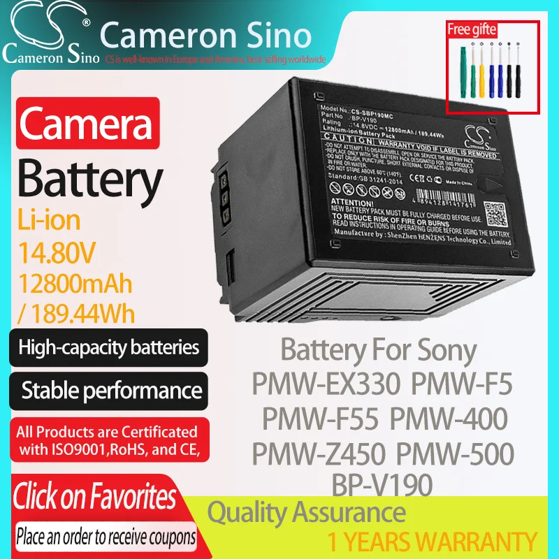 CameronSino Battery for Sony PMW-EX330 PMW-F5 PMW-F55 PMW-400 PMW-Z450 PMW-500 fits RED SM-4230RC Digital camera Batteries Black