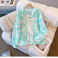 ITOOLIN Thin Casual Coat For Women Sunscreen Coat Zipper Hooded Cardigan Thin Casual Loose Jacket Long Sleeve Coat