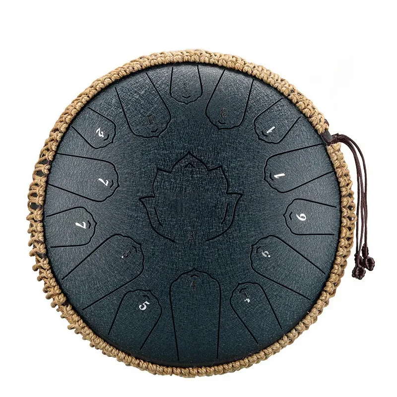 Hluru Music Drum 15 Notes Glucophone Steel Tongue Drum 14 Inch 15 Notes C Tone Ethereal Drum Percussion Musical Instruments