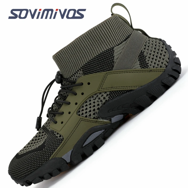 

Men Water Hiking Shoes Trail Running Shoes Slip Resistant High Top Aqua Wading Shoes for Fishing River Creek Walking Sneakers