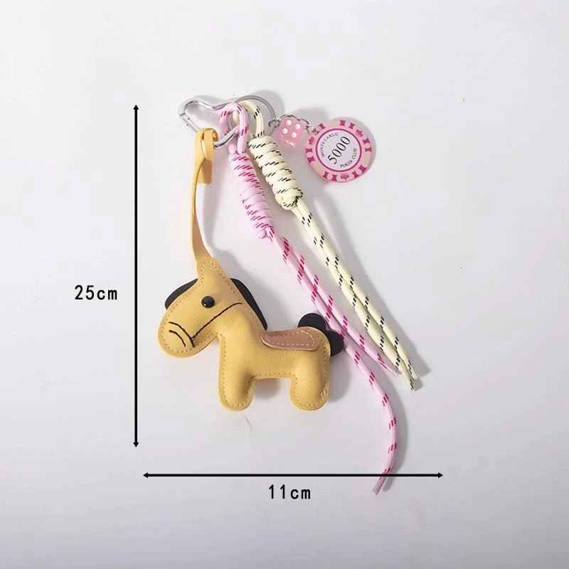 4; Unique Braided Rope & Leather Pony Keychain, Perfect Phone & Bag Hanging Accessory, DIY Decoration