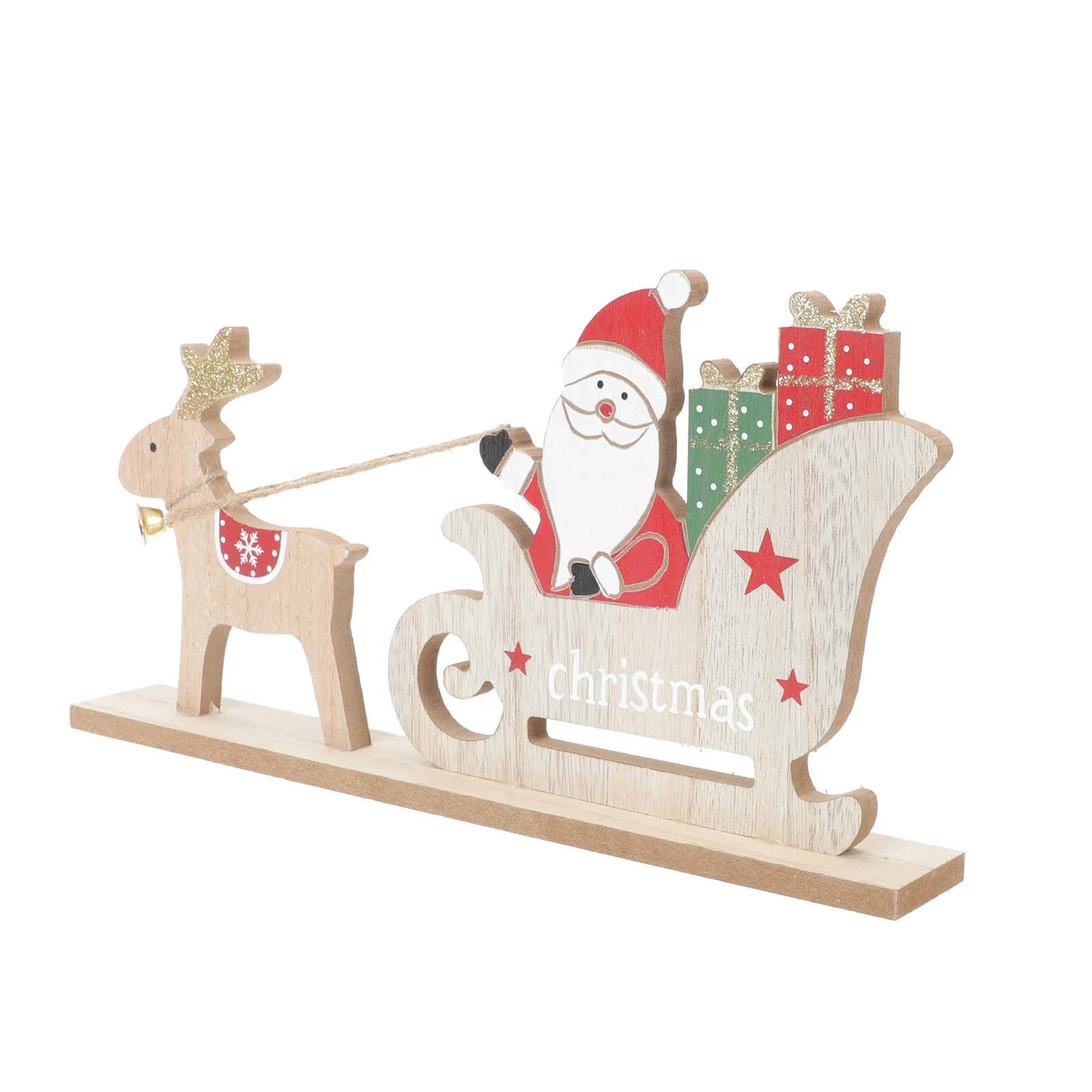 1Pcs Lovely Xmas Ornament Wooden Mellow Decor Exquisite Cartoon Design Home Desktop Ornament Xmas Supply Wooden Adornment