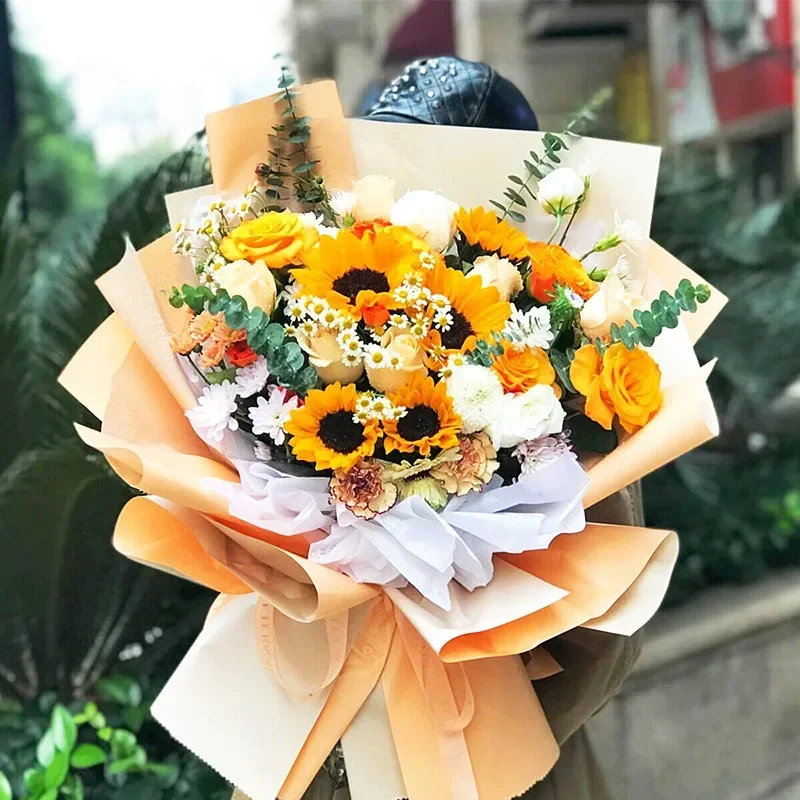 Papel de regalo Floral hecho a mano, resistente al agua, frescura de estilo europeo para tienda de flores, embalaje de ramo, manualidades DIY