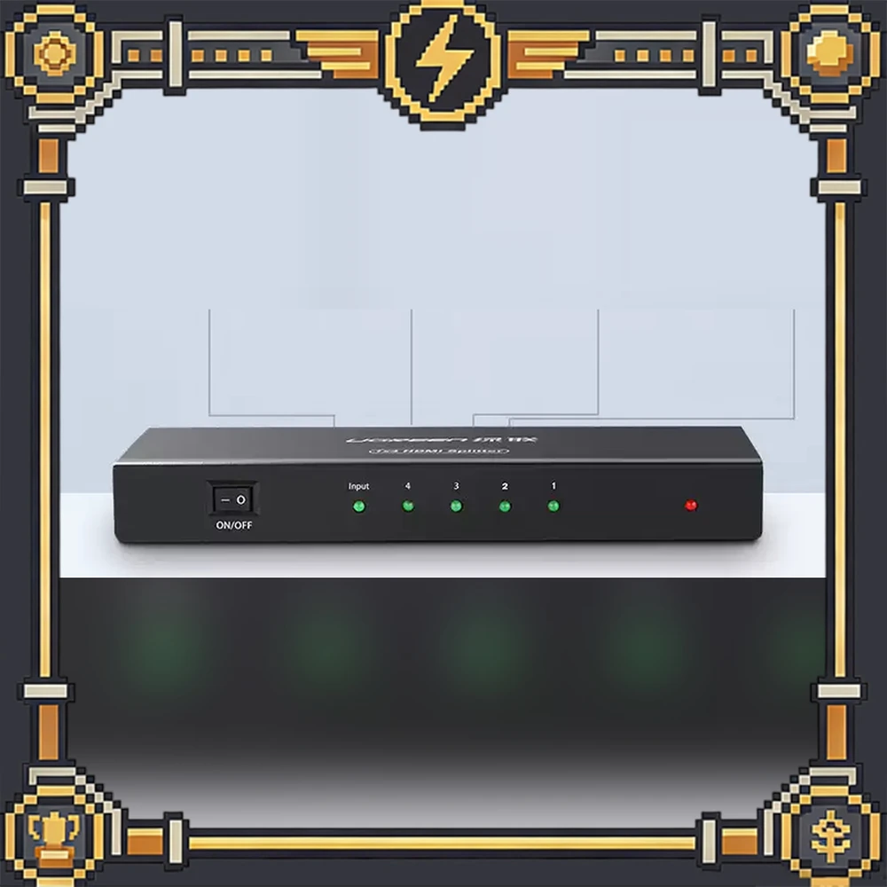 UGREEN 40202 HDMI Splitter 1 Input 4 Outputs 4K 30Hz 3D 30m Transmission Metal Housing with 5V Power Adapter