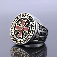 Crusader Red Cross Ring for Men Boys Domineering Knights Templar Masonic Rings Fashion Jewelry Gifts Wholesale