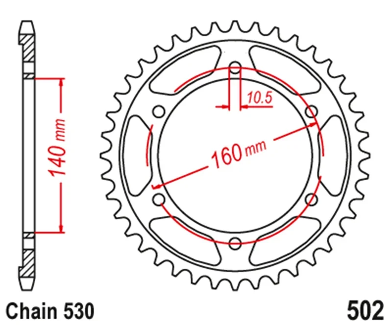 530 Motorcycle Rear Sprocket For Kawasaki ZZ-R1100 ZZR1100 ZX1100 1990-2001 ZX-11 93-01 ZX10 ZX1000 1988-1990