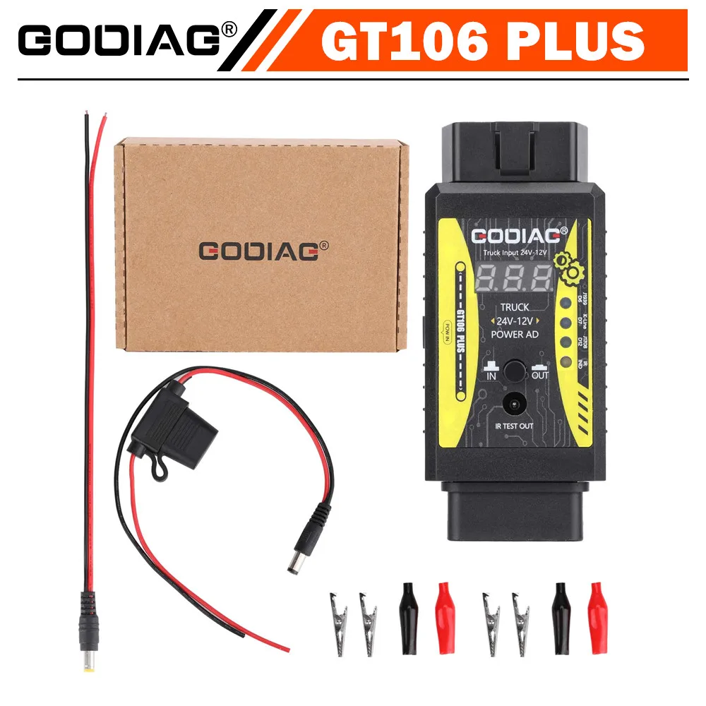 GODIAG GT106 PLUS 24V to 12V Heavy Duty Truck Adapter for X431 easydiag/ Golo/ IDIAG/ ThinkCar/ ICarScan/ Diagun/ DBScar II