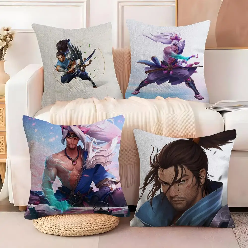 

Yasuo the Unforgiven LOL Pillow Case Anti-dustmite Pillowcase Invisible zipper silky short plush Sofa cushion cover