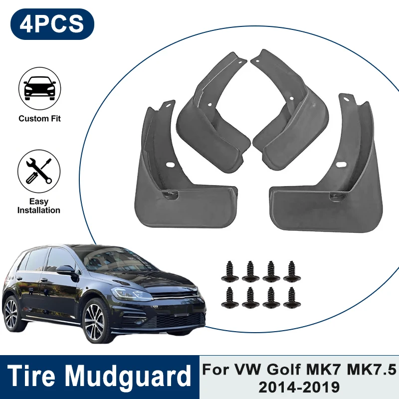 

4PCS Car Mud Flaps For VW Golf MK7 MK7.5 2014-2019 Waterproof Anti-Splash Mudguards Fender Trim Auto Exterior Accessories