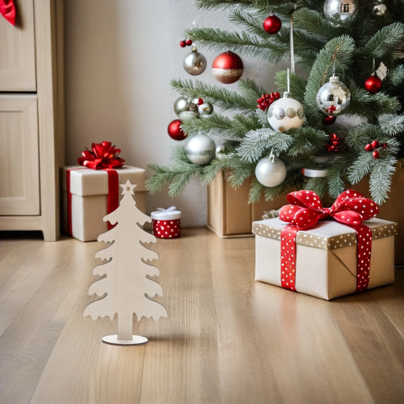 

20pcs Wooden Christmas Ornaments Unfinished Natural Wood Slices Tree Shapes For Painting Diy Craft Decor Christmas Wood Cutouts