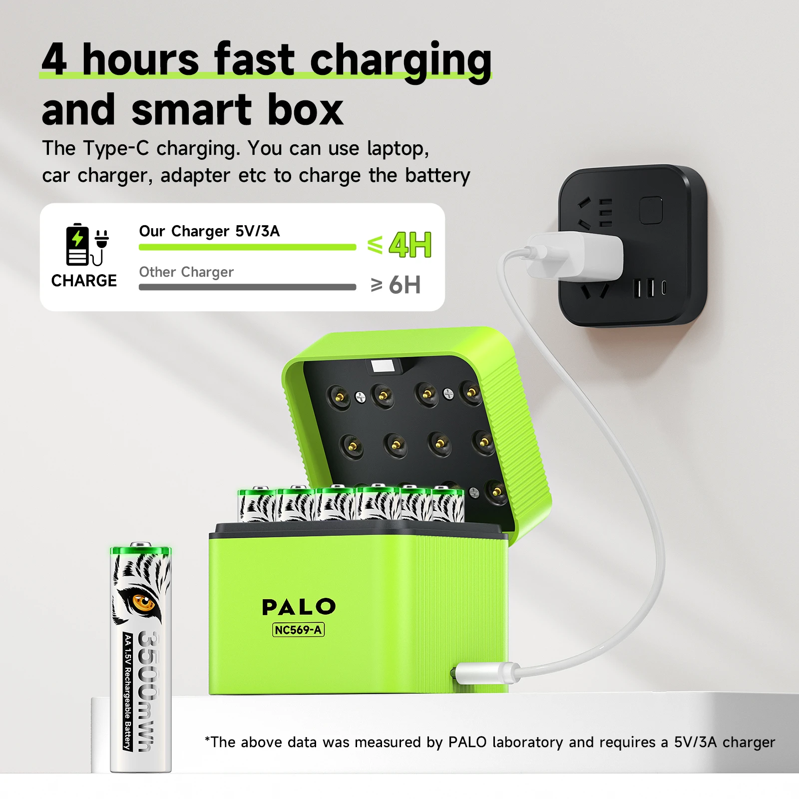 PALO AA batería de iones de litio recargable con caja de cargador de batería AA de 1,5 V baterías de litio de 3500mWh para Gamepad juguetes control remoto