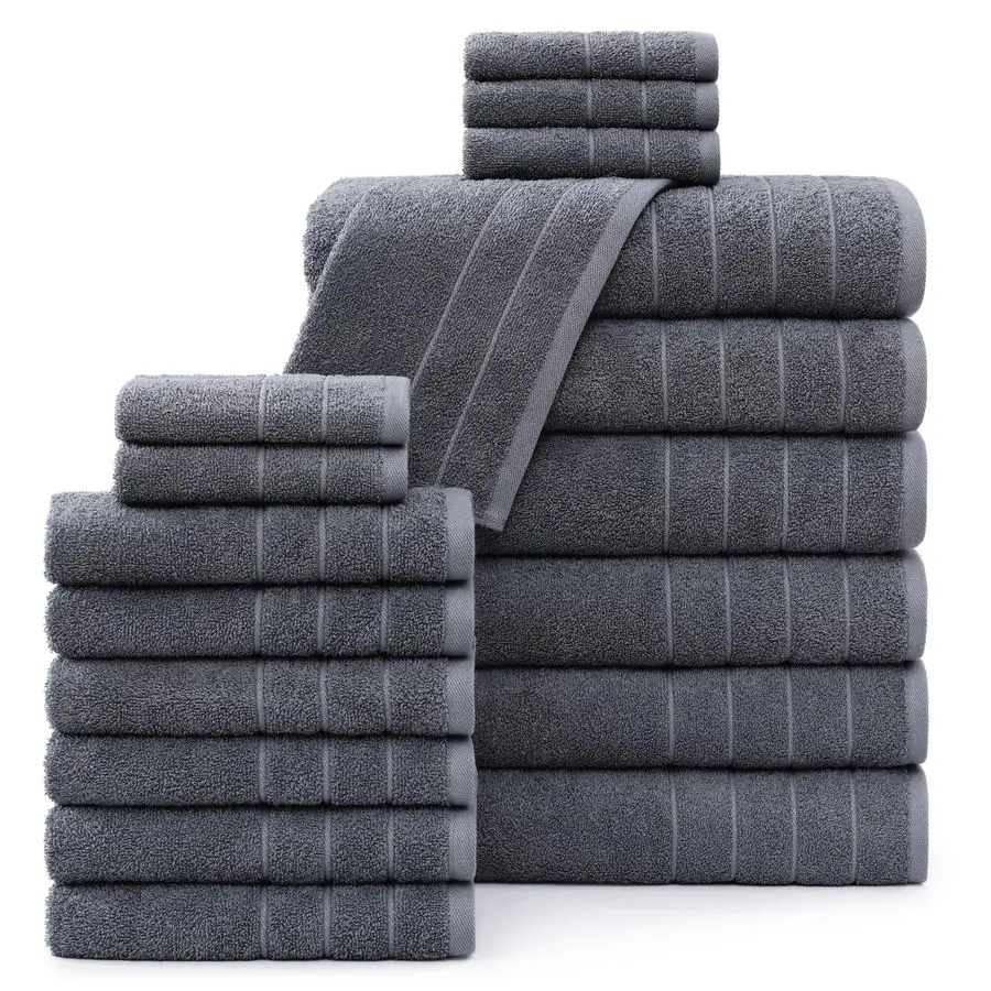 

Cotton Towels Set for Bathroom 18 Pc Family Pack Super Soft amp Quick Dry 6 Bath, 6 Washcloth, 6 Hand Towels Oeko TEX Certified,