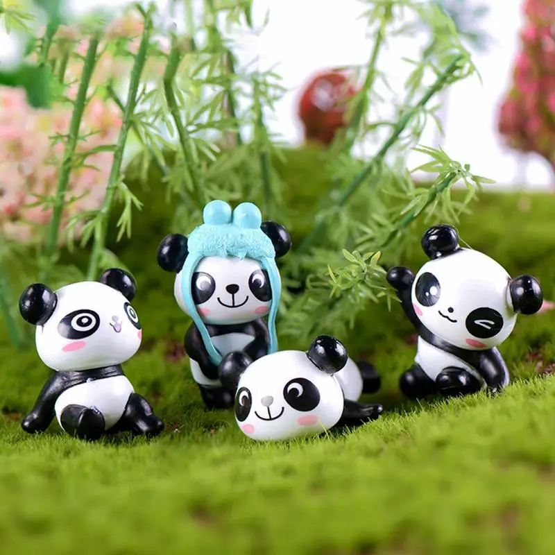 Miniature Panda 8pcs Mini Panda Figurine For Crafts Mini Panda Figurine For Crafts Tabletop Indoor Small Figurines Fake Panda