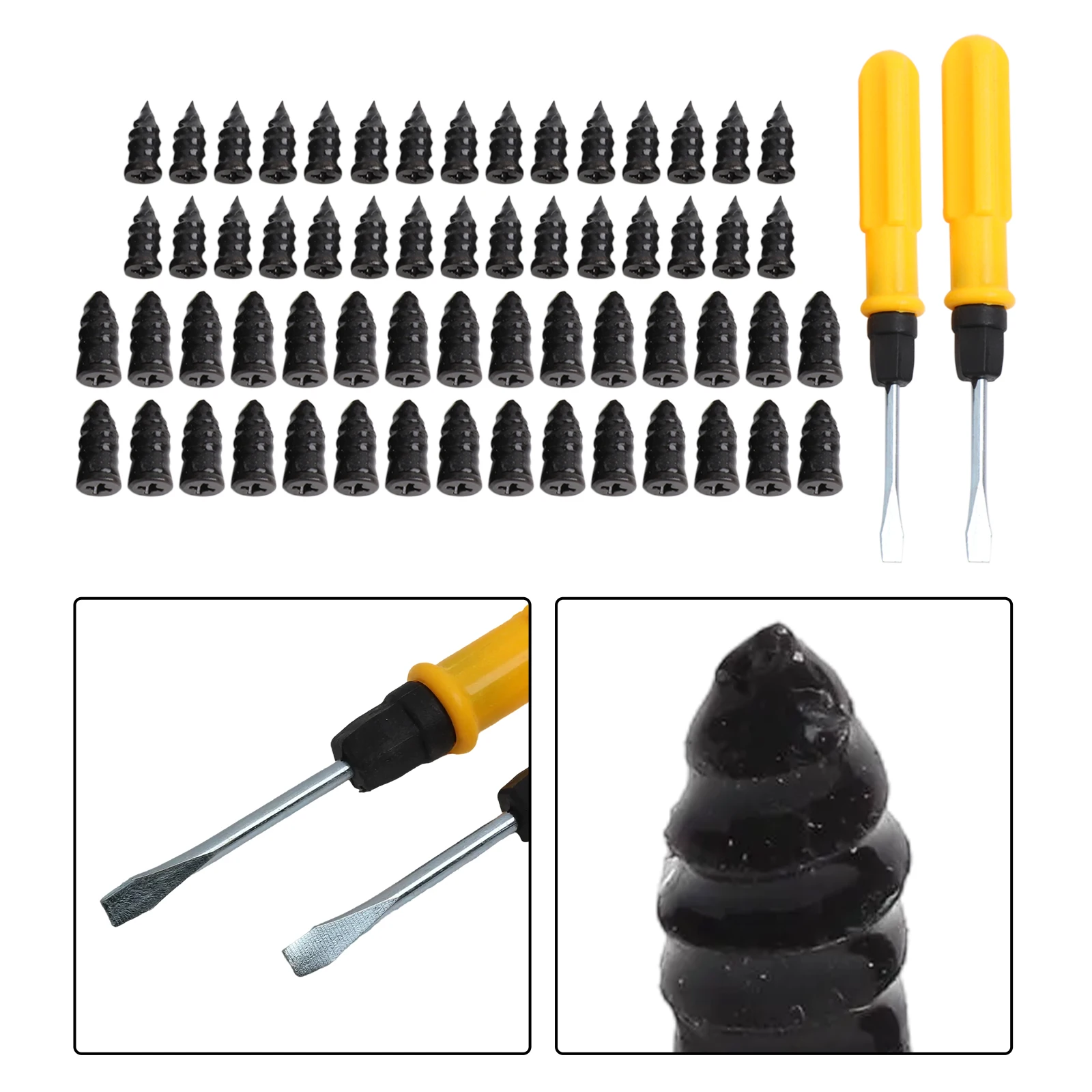 

60PCS Car Vacuum Tire Repair-Nails Rubber Screw Nail + Screwdriver Fast Tool Set Parts Accessories