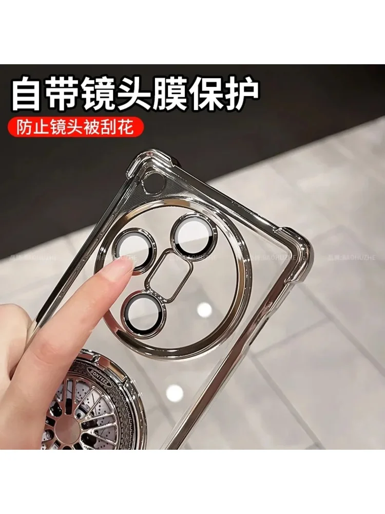 Funda For OPPO Find X8 Ultra Case Gyroscope Holder Luxury Camera Protection Plating Airbag Transparent Silicone Shockproof Cover - Image 4