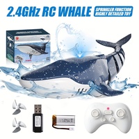 2.4G RC Whale Shark Toy Electric Remote Control Water Spray Shark Boat with Lights Simulation Animal Pool Bath Kids Boys Gift